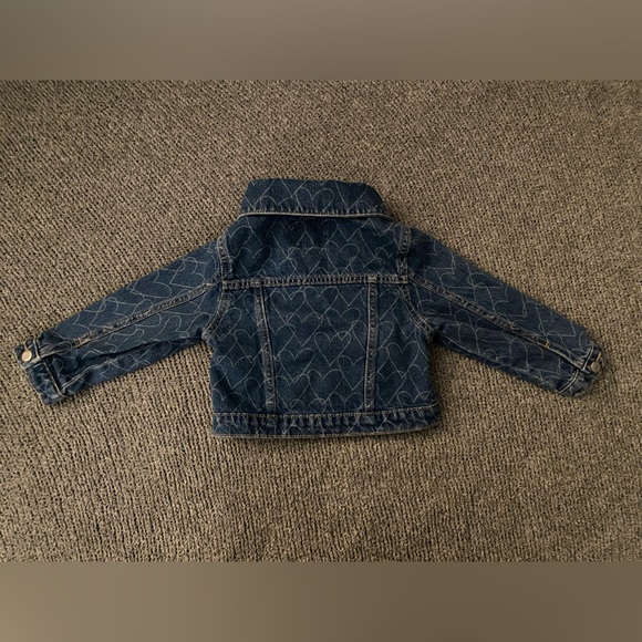 girls denim jacket 3T toddler Old Navy Kids Heart Patterned Blue Jean Jacket - Picture 15 of 16